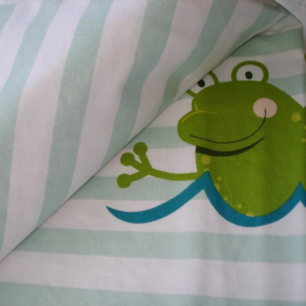 Cute Frog Shower Curtain 100% Cotton Fabric White Multi Color by Peri Kids